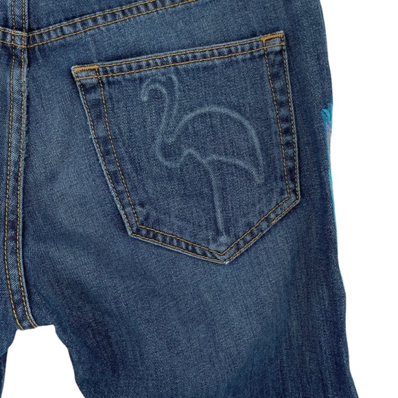 Revolve Sandrine Rose Southwestern Embroidered Flamingo Slim Jeans Size 24 - Picture 5 of 10